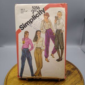Vintage Sewing PATTERN Simplicity 5236, Women Pants 1981, Misses Size 8 Waist 24